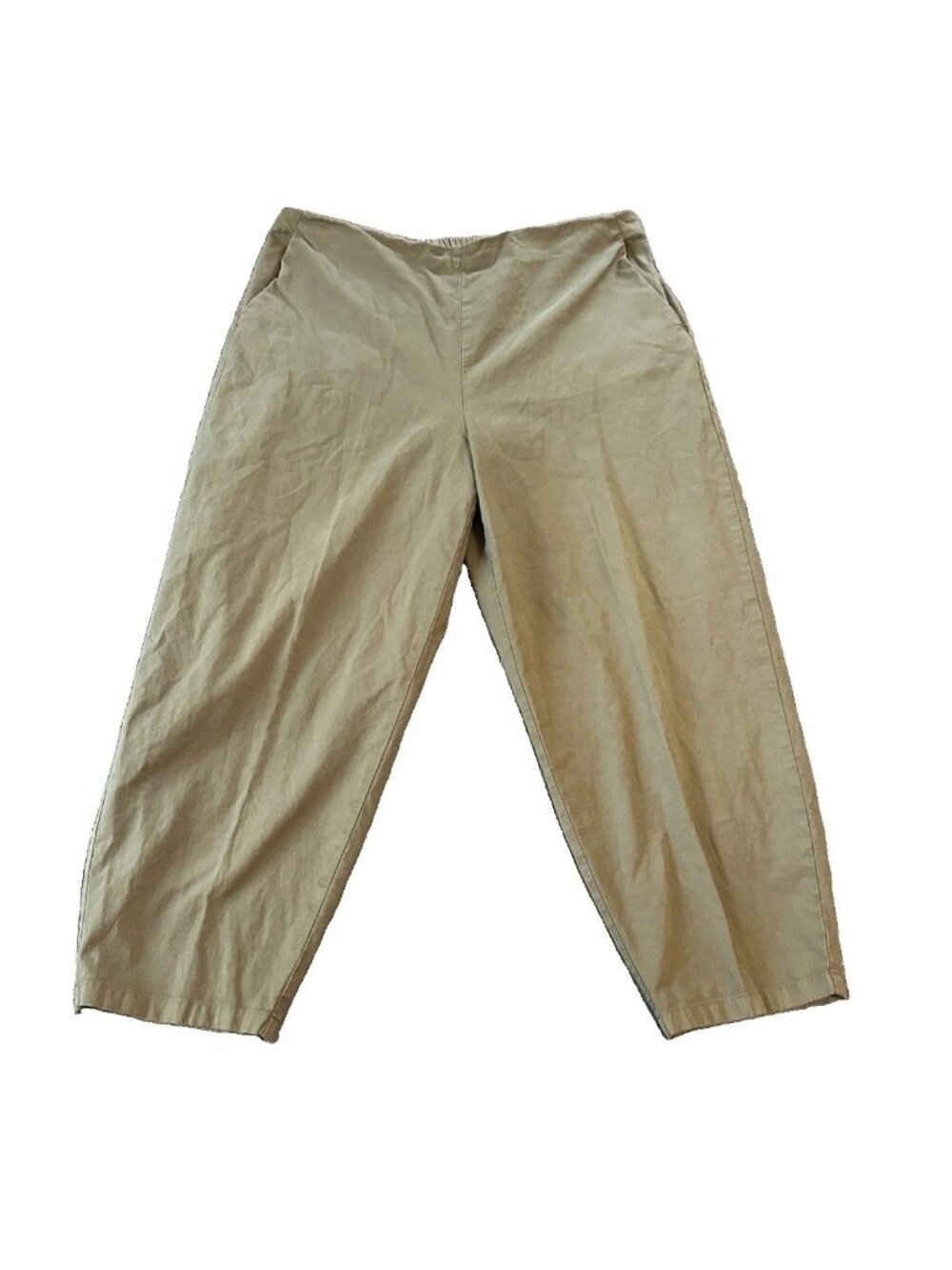 Eileen Fisher Organic Cotton Hemp Blend Womens Ankle Pants XL Taupe Green Casual
